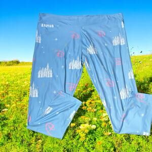 Cinderella Castle Leggings Sz 1X Lounge Walt Disney World Pant Sleep Pajama Blue